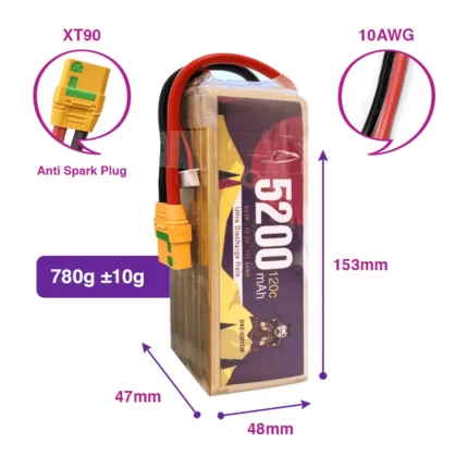 Danger Crew Lipo Battery FPV Series 5200mAh 6s 120C With XT90 Plug
