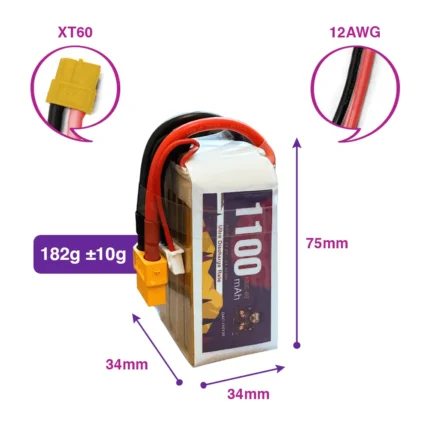 Danger Crew Lipo Battery FPV Series 1100mAh 6s 150C V2 With XT60 Plug