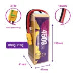 Danger Crew Lipo Battery FPV Series 4500mAh 6s 120C With XT90 Plug