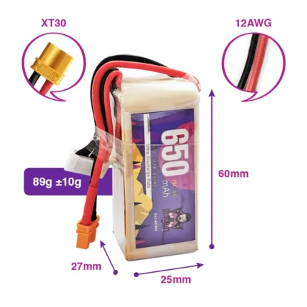 Danger Crew Lipo Battery FPV Series 650mAh 4s 75C V2 With XT30 Plug