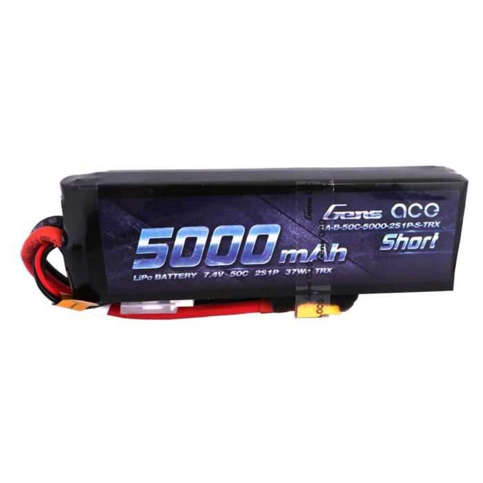 Gens ace 5000mAh 7.4V 50C 2S1P Short-Size Lipo Battery Pack with XT60 Plug