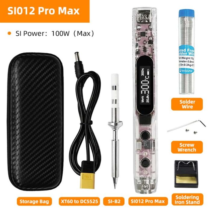 SI012ProMaxKit_SI-B2 SI012 Pro Max Portable OLED Soldering Iron 100w