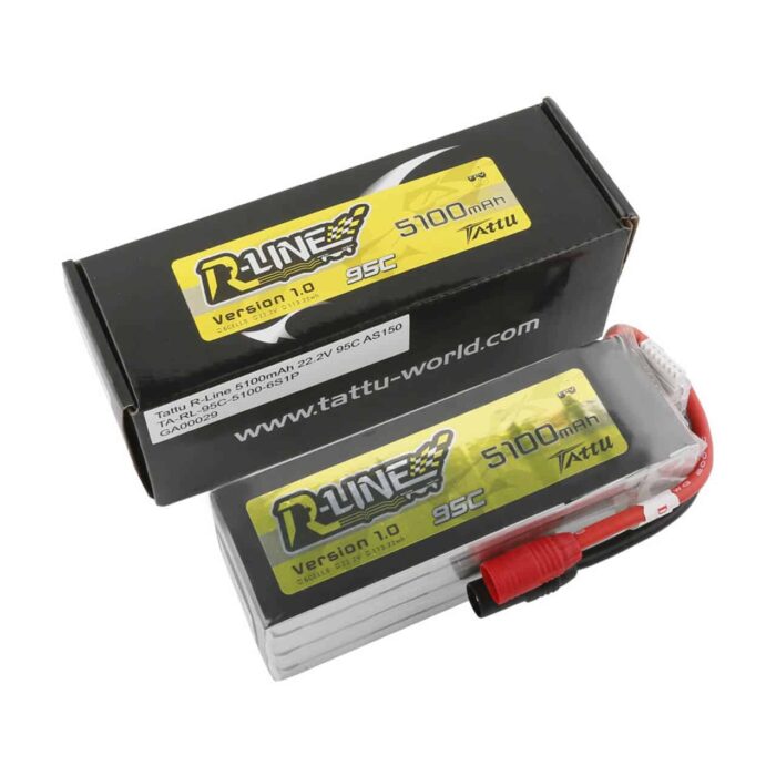 Tattu R-Line 22.2V 5100mah 6S 95C FPV Lipo Battery With AS150 Plug