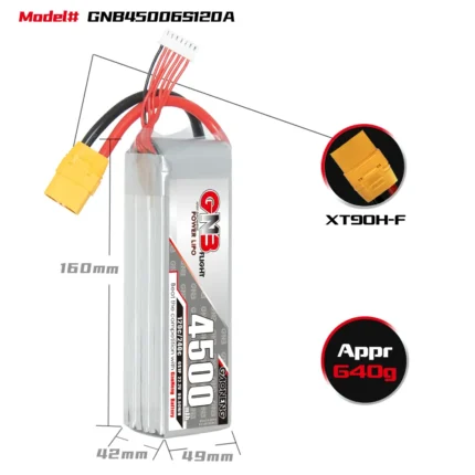 GAONENG GNB 6S 4500mAh 120C LiPo Battery XT90 - view 2